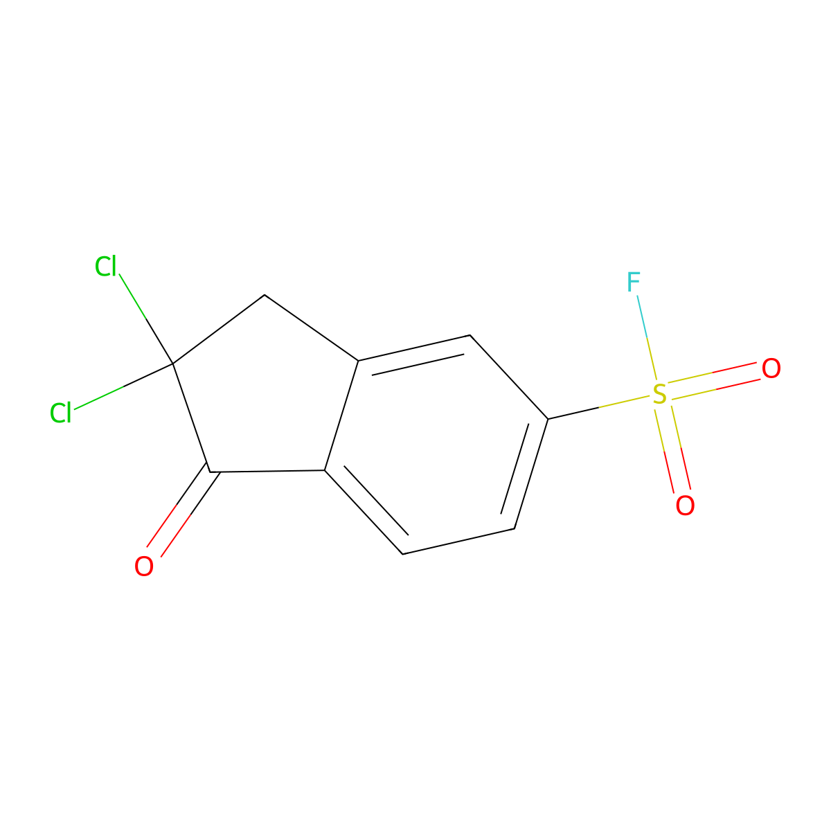 2,2-dichloro-1-oxo-2,3-dihydro-1H-indene-5-sulfonyl fluoride molecular structure, CAS 2138230-09-6