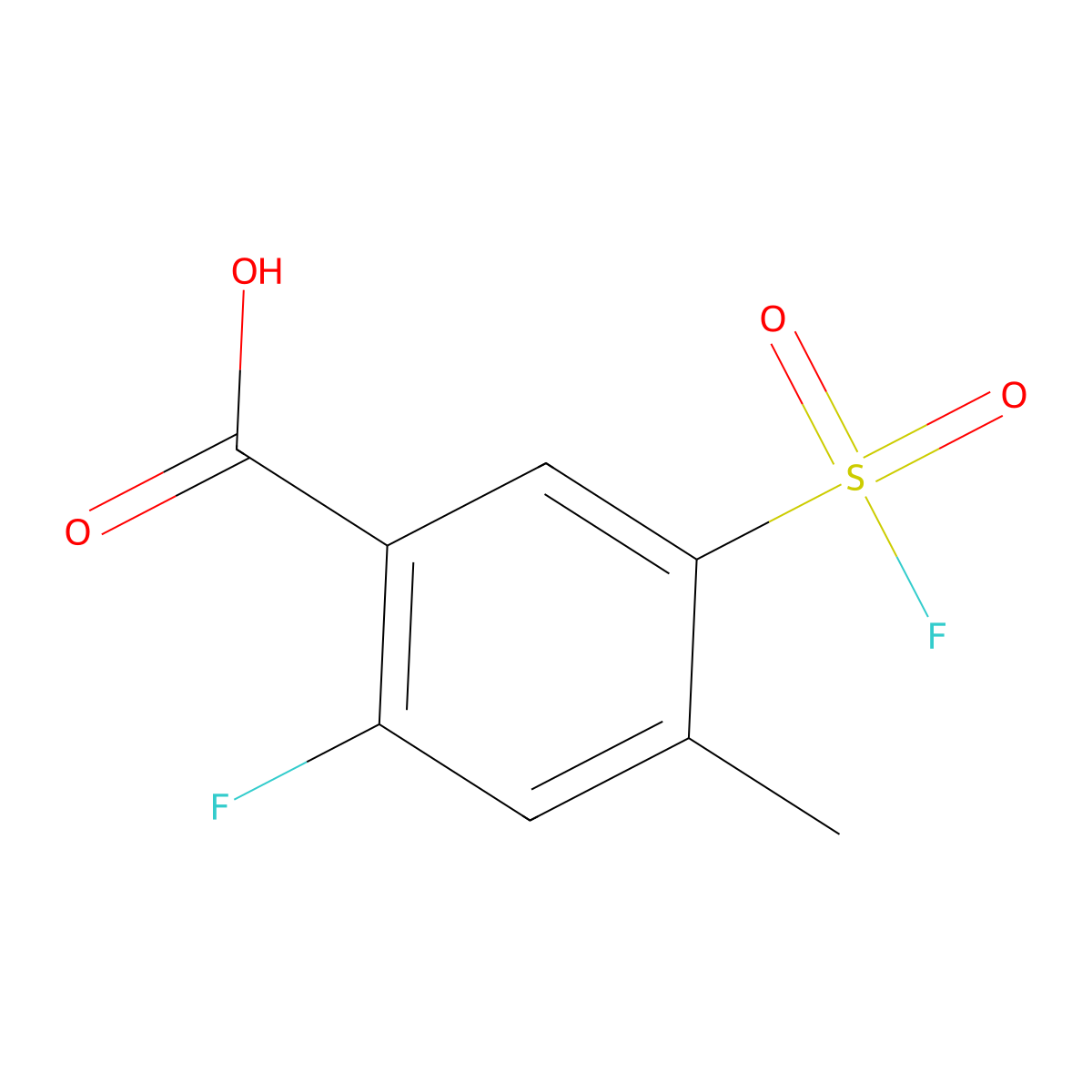 2-Fluoro-5-(fluorosulfonyl)-4-methylbenzoic acid molecular structure, CAS 2138230-14-3