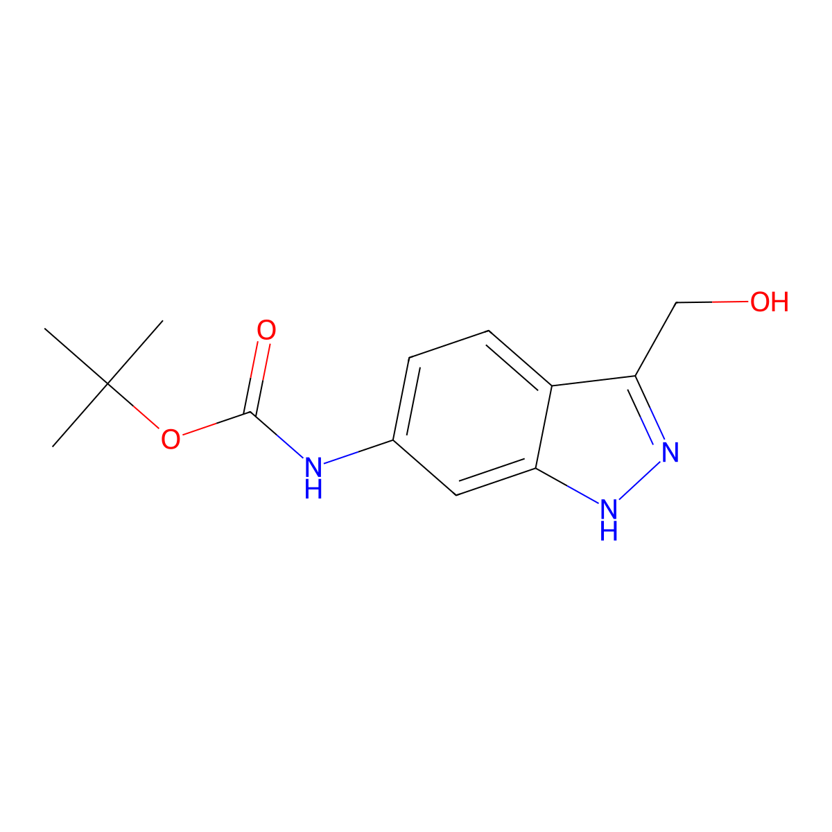 tert-butyl N-[3-(hydroxymethyl)-1H-indazol-6-yl]carbamate molecular structure, CAS 2138231-18-0