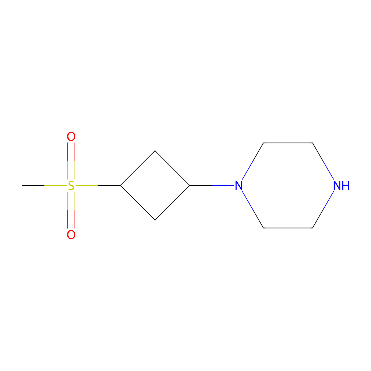 1-(3-Methanesulfonylcyclobutyl)piperazine molecular structure, CAS 2138231-64-6