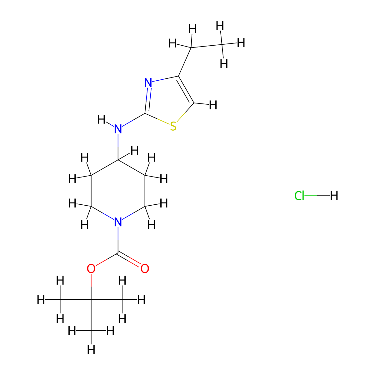 Tert-butyl 4-[(4-ethyl-1,3-thiazol-2-yl)amino]piperidine-1-carboxylate hydrochloride molecular structure, CAS 2138232-51-4