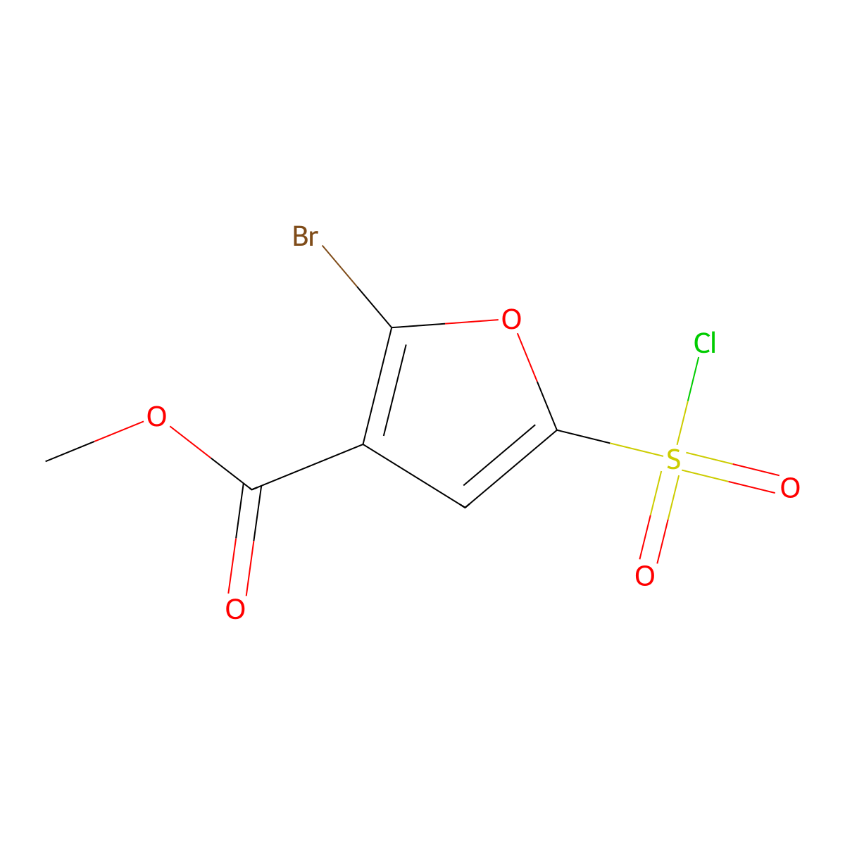 Methyl 2-bromo-5-(chlorosulfonyl)furan-3-carboxylate molecular structure, CAS 2138232-95-6