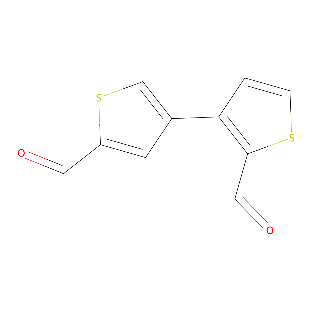4-(2-Formylthiophen-3-yl)thiophene-2-carbaldehyde molecular structure, CAS 2138233-93-7