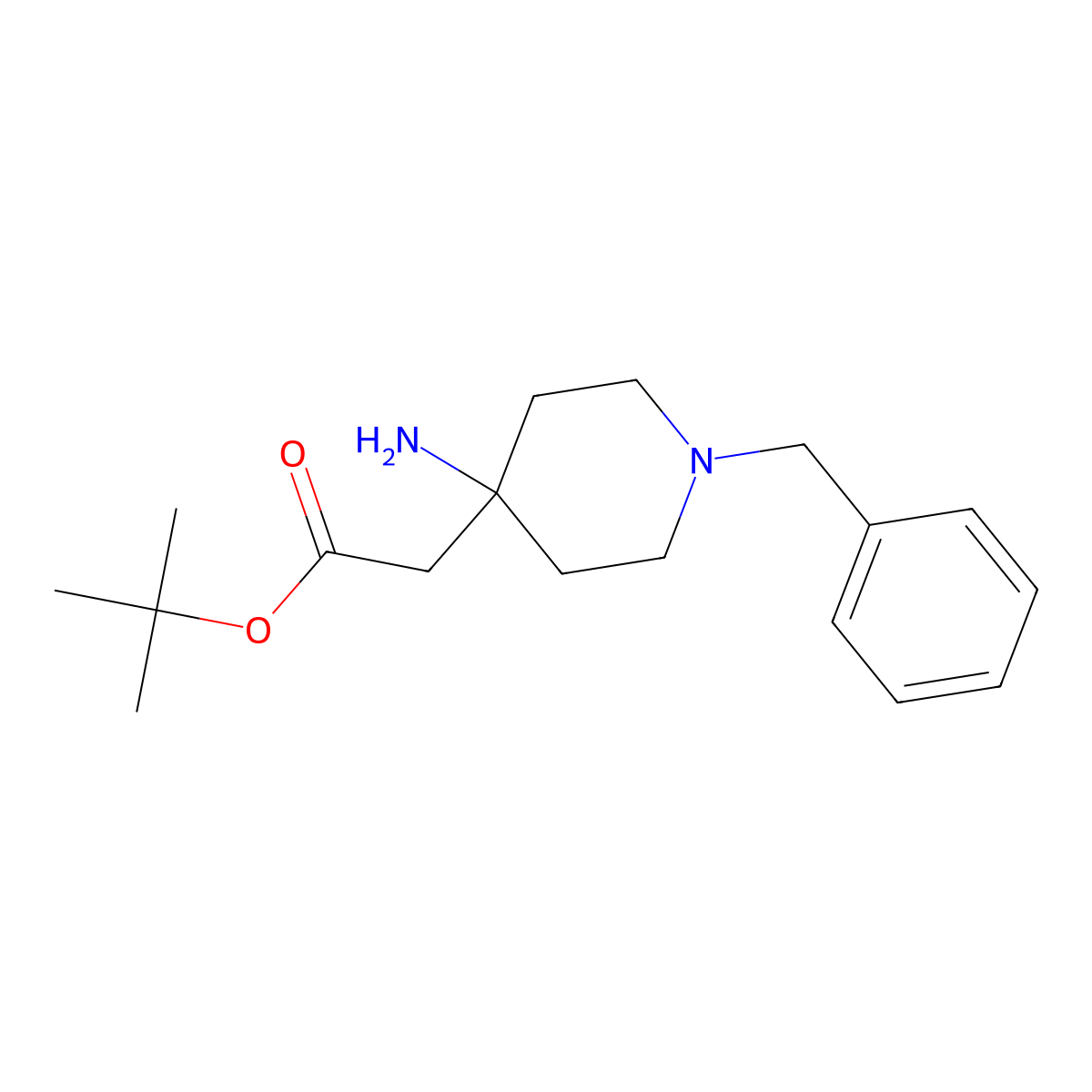 Tert-butyl 2-(4-amino-1-benzylpiperidin-4-yl)acetate molecular structure, CAS 2138234-11-2