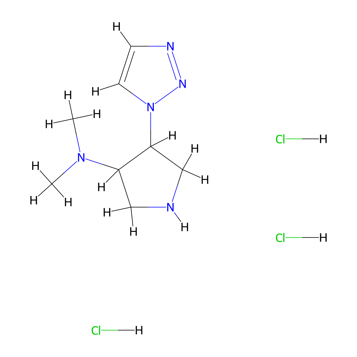N,N-dimethyl-4-(1H-1,2,3-triazol-1-yl)pyrrolidin-3-amine trihydrochloride molecular structure, CAS 2138234-84-9