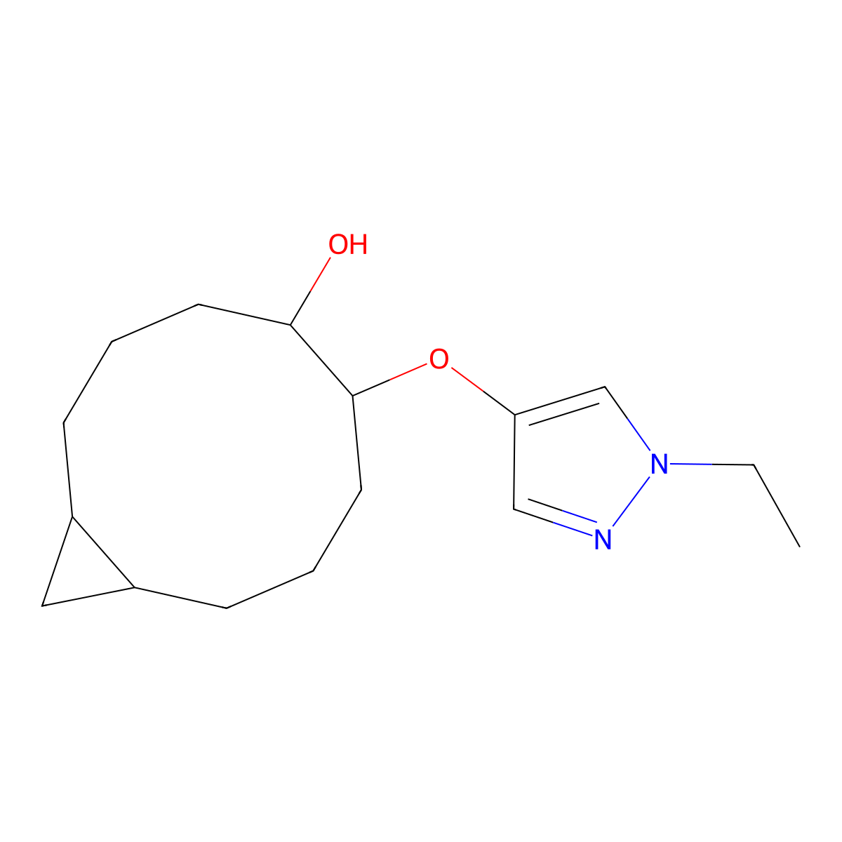 6-[(1-ethyl-1H-pyrazol-4-yl)oxy]bicyclo[8.1.0]undecan-5-ol molecular structure, CAS 2138234-86-1