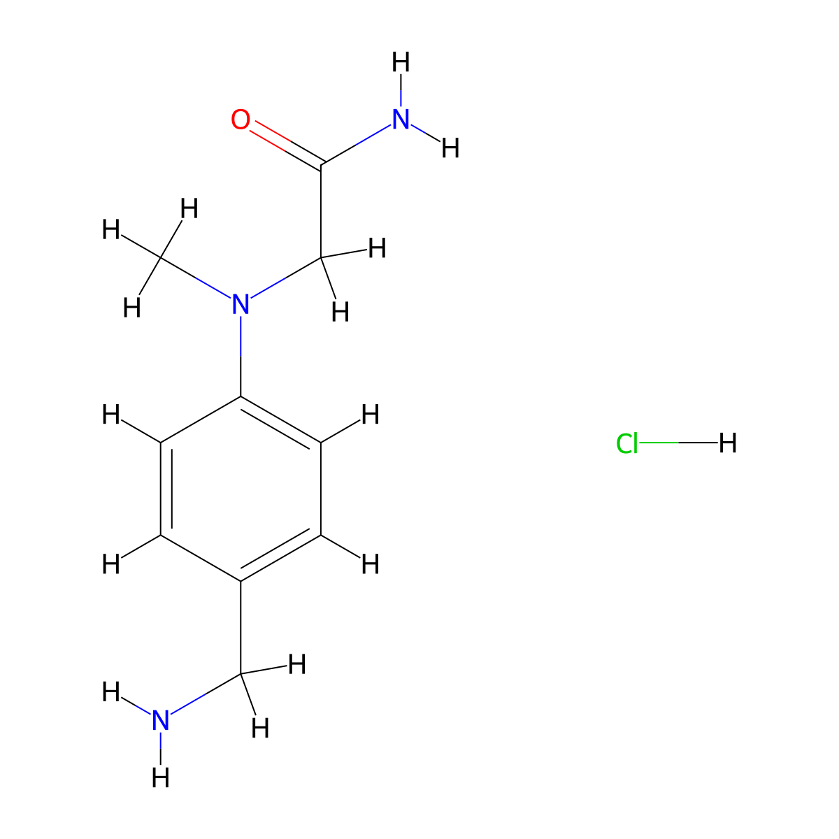 2-{[4-(Aminomethyl)phenyl](methyl)amino}acetamide hydrochloride molecular structure, CAS 2138235-07-9