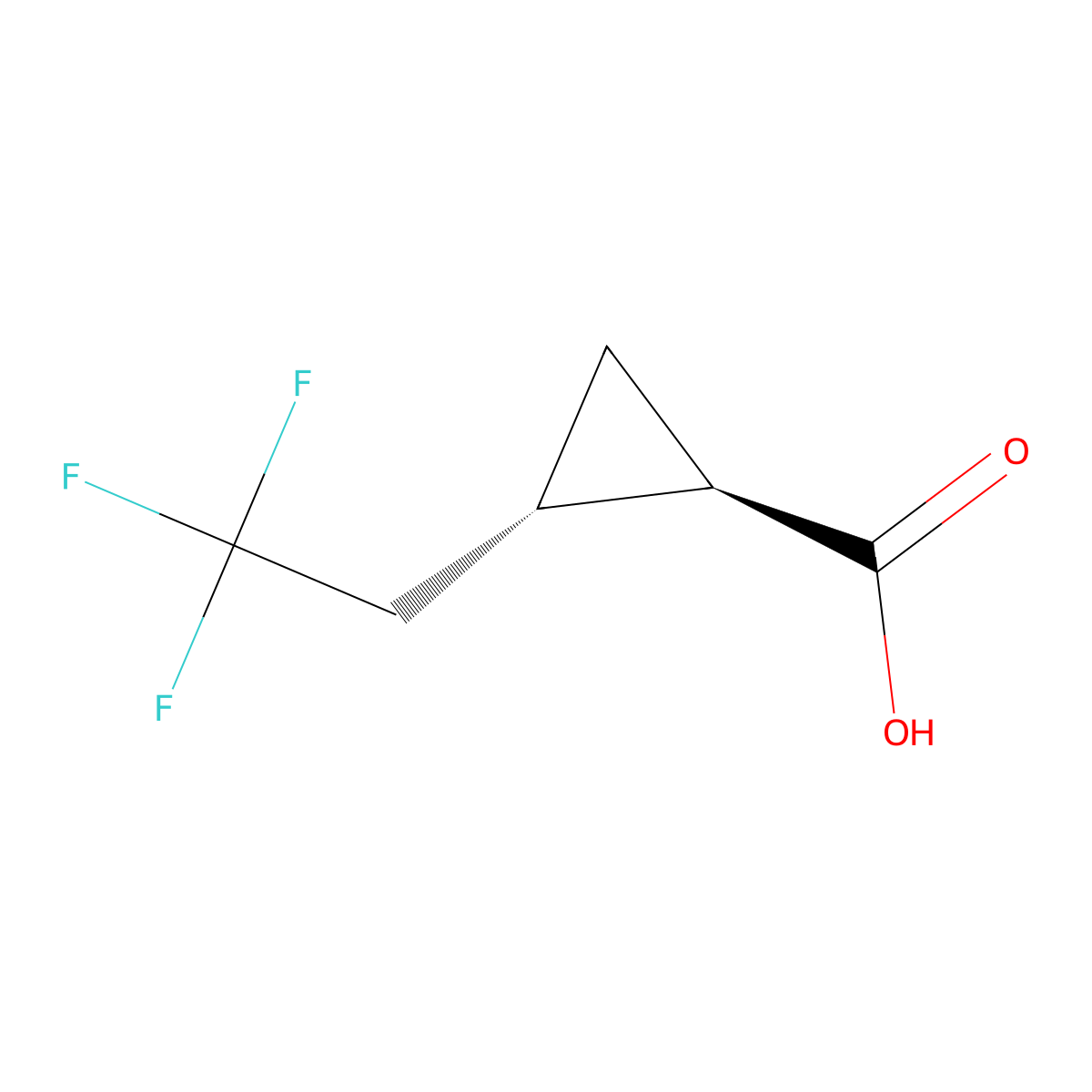 rac-(1R,2S)-2-(2,2,2-trifluoroethyl)cyclopropane-1-carboxylic acid molecular structure, CAS 2138235-34-2