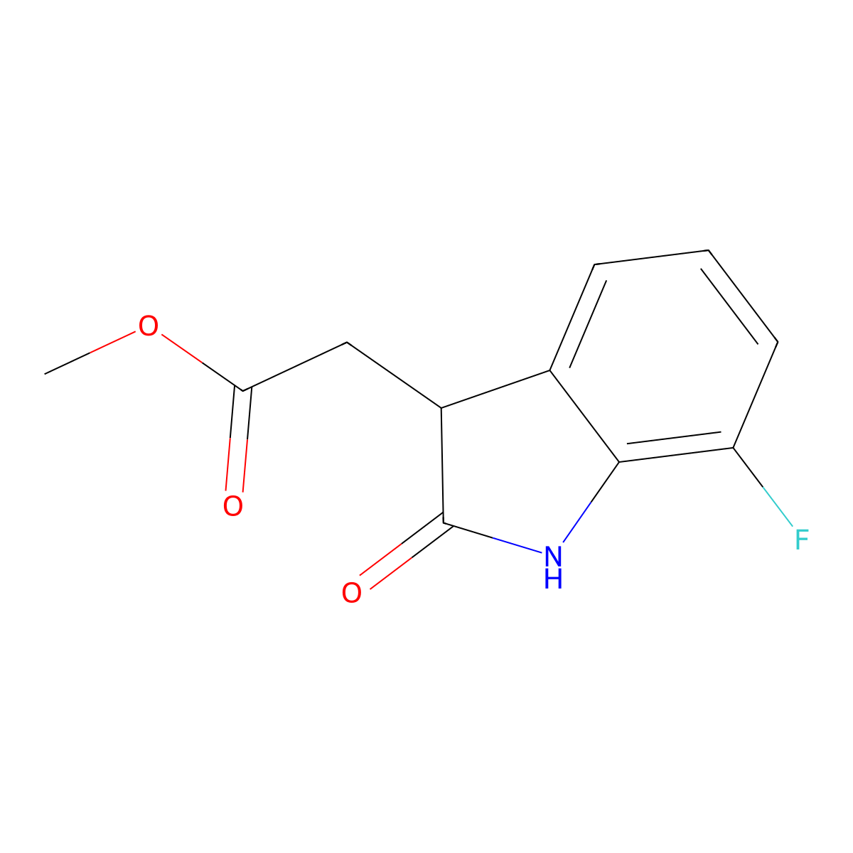 methyl 2-(7-fluoro-2-oxo-2,3-dihydro-1H-indol-3-yl)acetate molecular structure, CAS 2138235-65-9