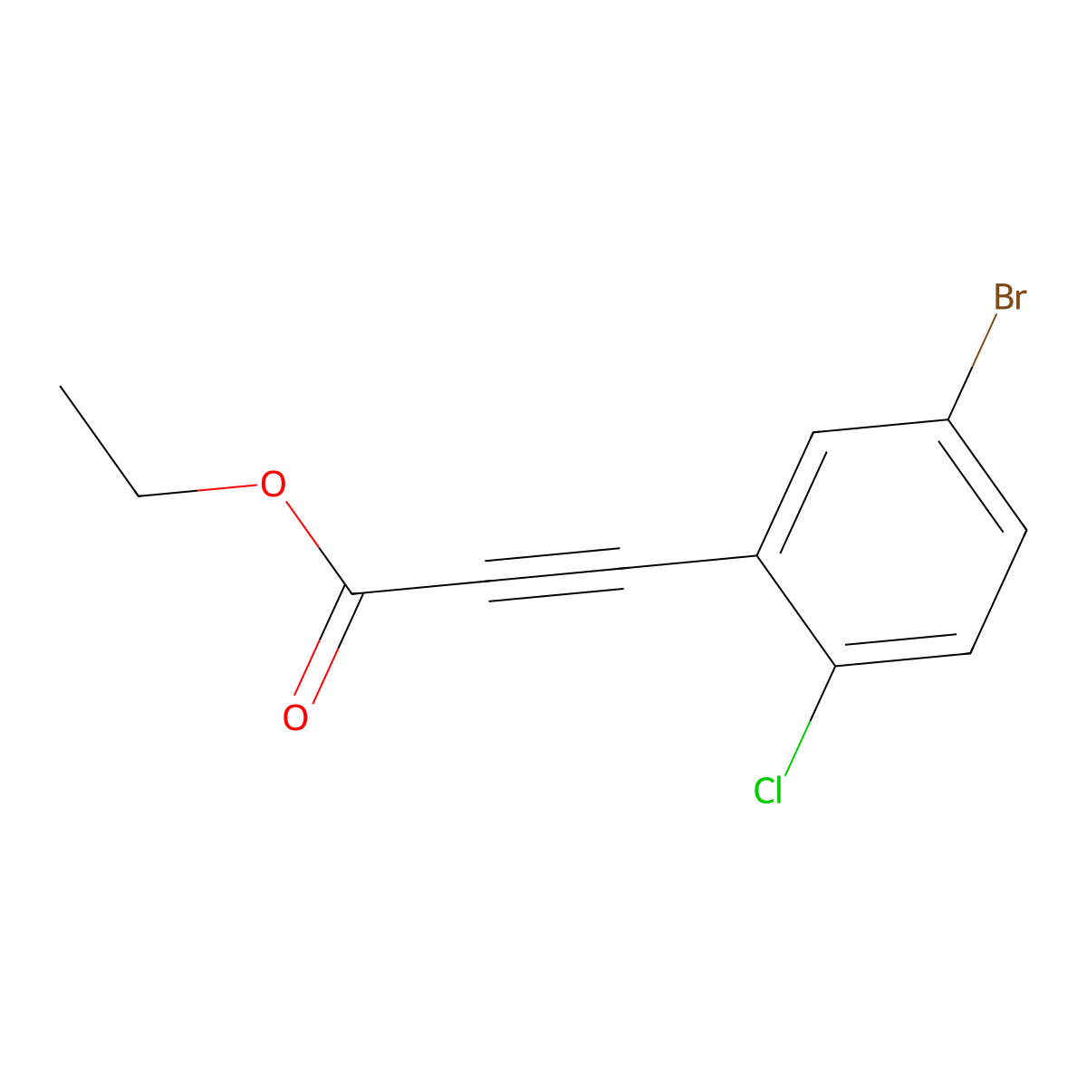 Ethyl 3-(5-bromo-2-chlorophenyl)prop-2-ynoate molecular structure, CAS 2138235-76-2