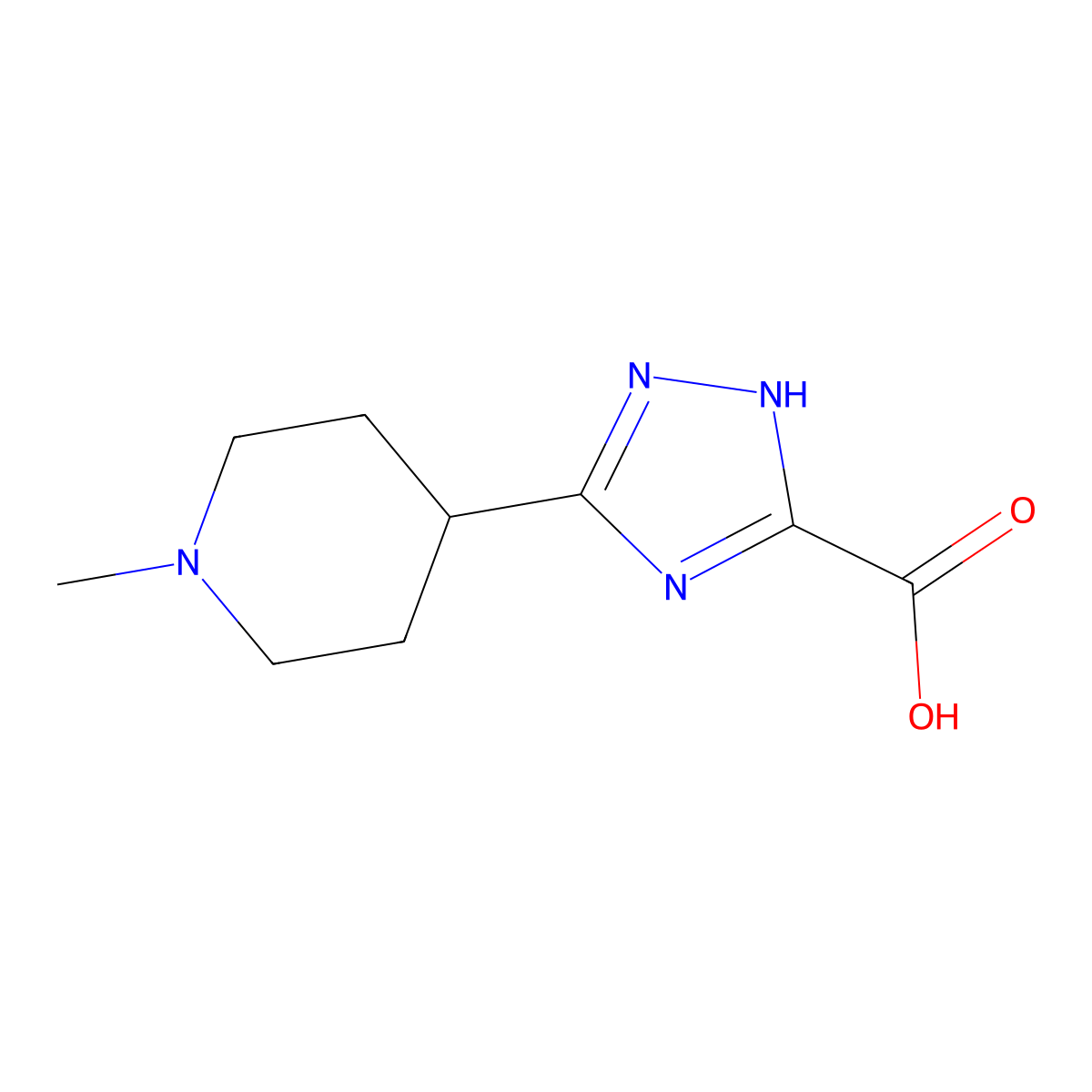 3-(1-methylpiperidin-4-yl)-1H-1,2,4-triazole-5-carboxylic acid molecular structure, CAS 2138235-78-4