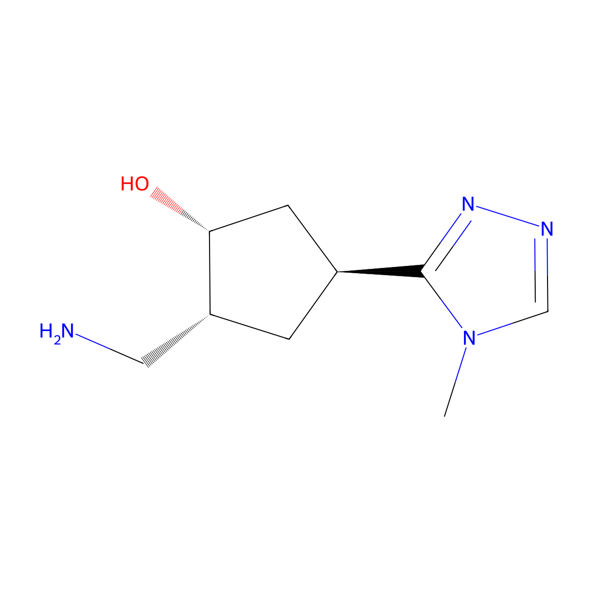 (1R,2R,4S)-2-(aminomethyl)-4-(4-methyl-1,2,4-triazol-3-yl)cyclopentan-1-ol molecular structure, CAS 2138236-14-1