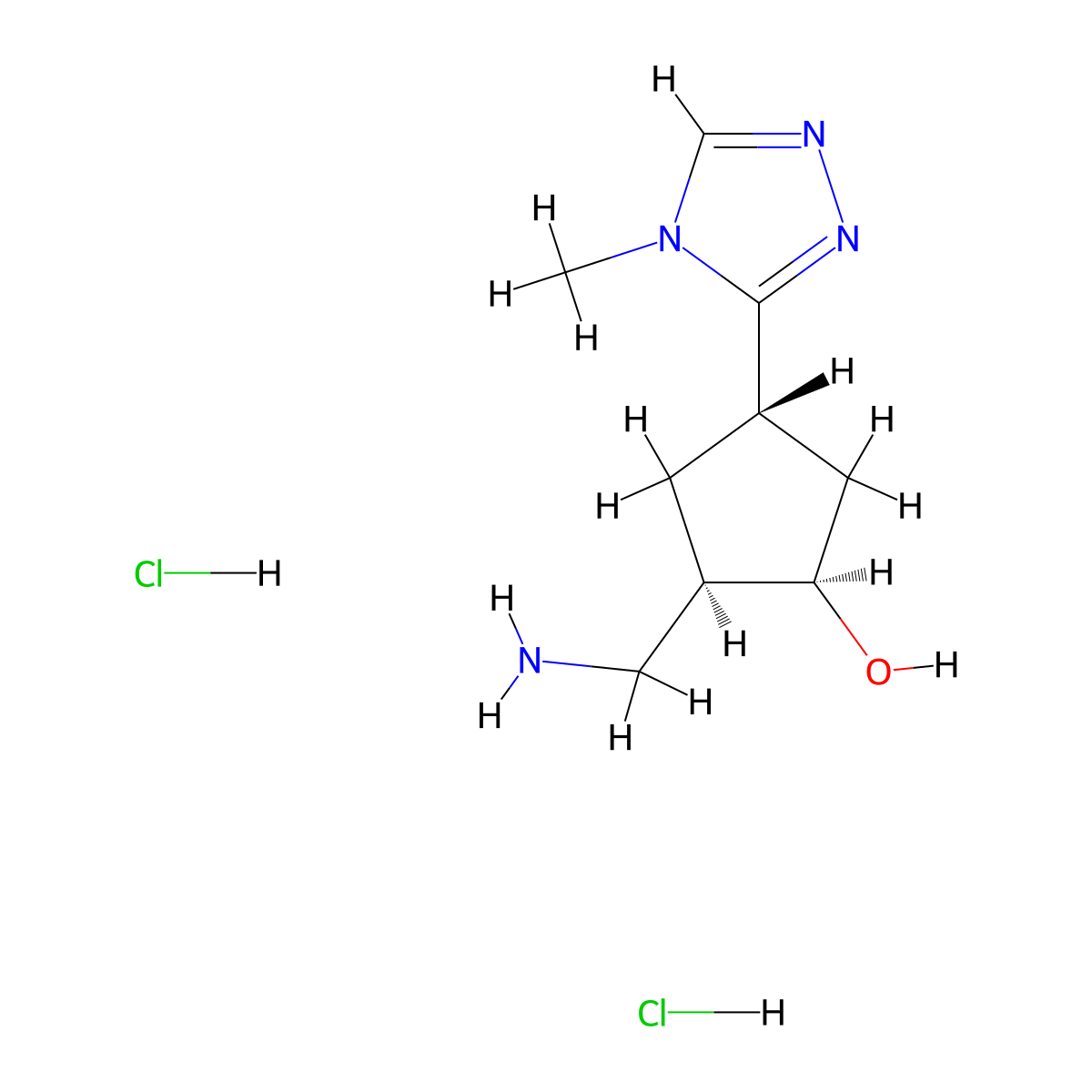 rac-(1R,2R,4S)-2-(aminomethyl)-4-(4-methyl-4H-1,2,4-triazol-3-yl)cyclopentan-1-ol dihydrochloride molecular structure, CAS 2138236-15-2