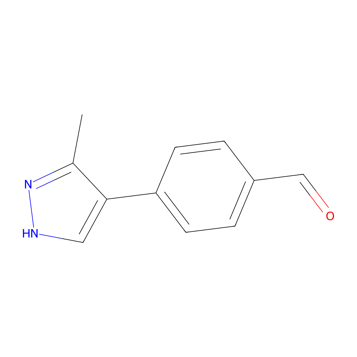 4-(3-methyl-1H-pyrazol-4-yl)benzaldehyde molecular structure, CAS 2138236-91-4