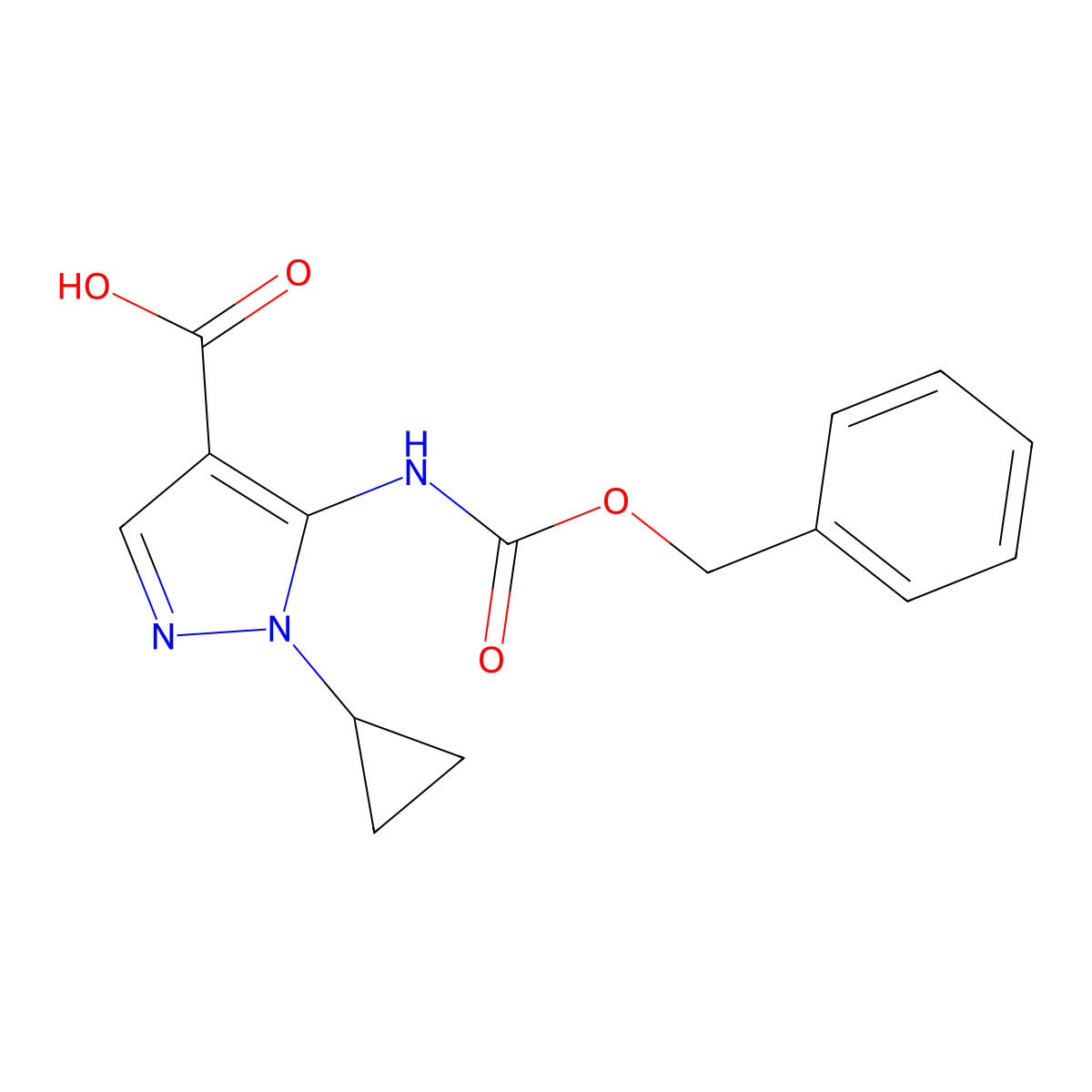 5-{[(benzyloxy)carbonyl]amino}-1-cyclopropyl-1H-pyrazole-4-carboxylic acid molecular structure, CAS 2138237-98-4
