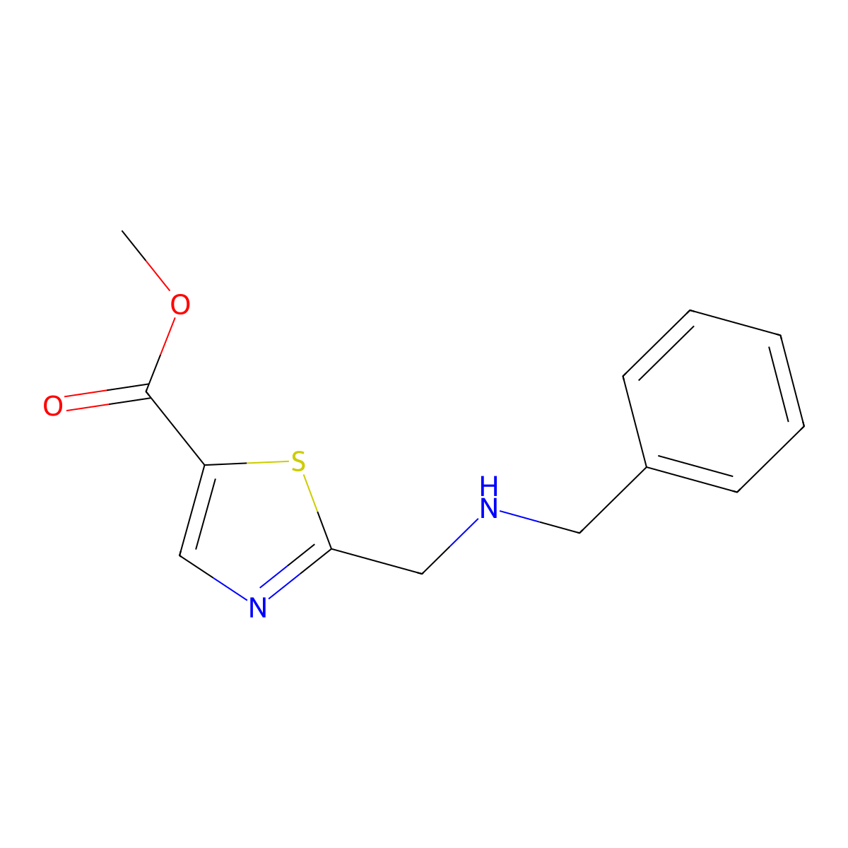 Methyl 2-[(benzylamino)methyl]-1,3-thiazole-5-carboxylate molecular structure, CAS 2138238-12-5