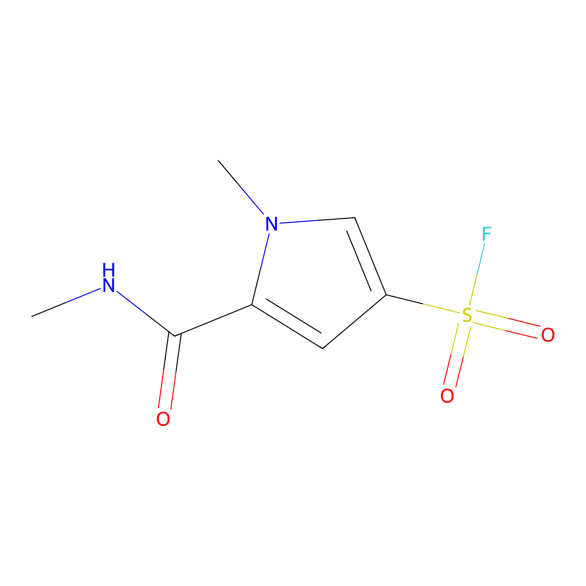 1-methyl-5-(methylcarbamoyl)-1H-pyrrole-3-sulfonyl fluoride molecular structure, CAS 2138239-34-4