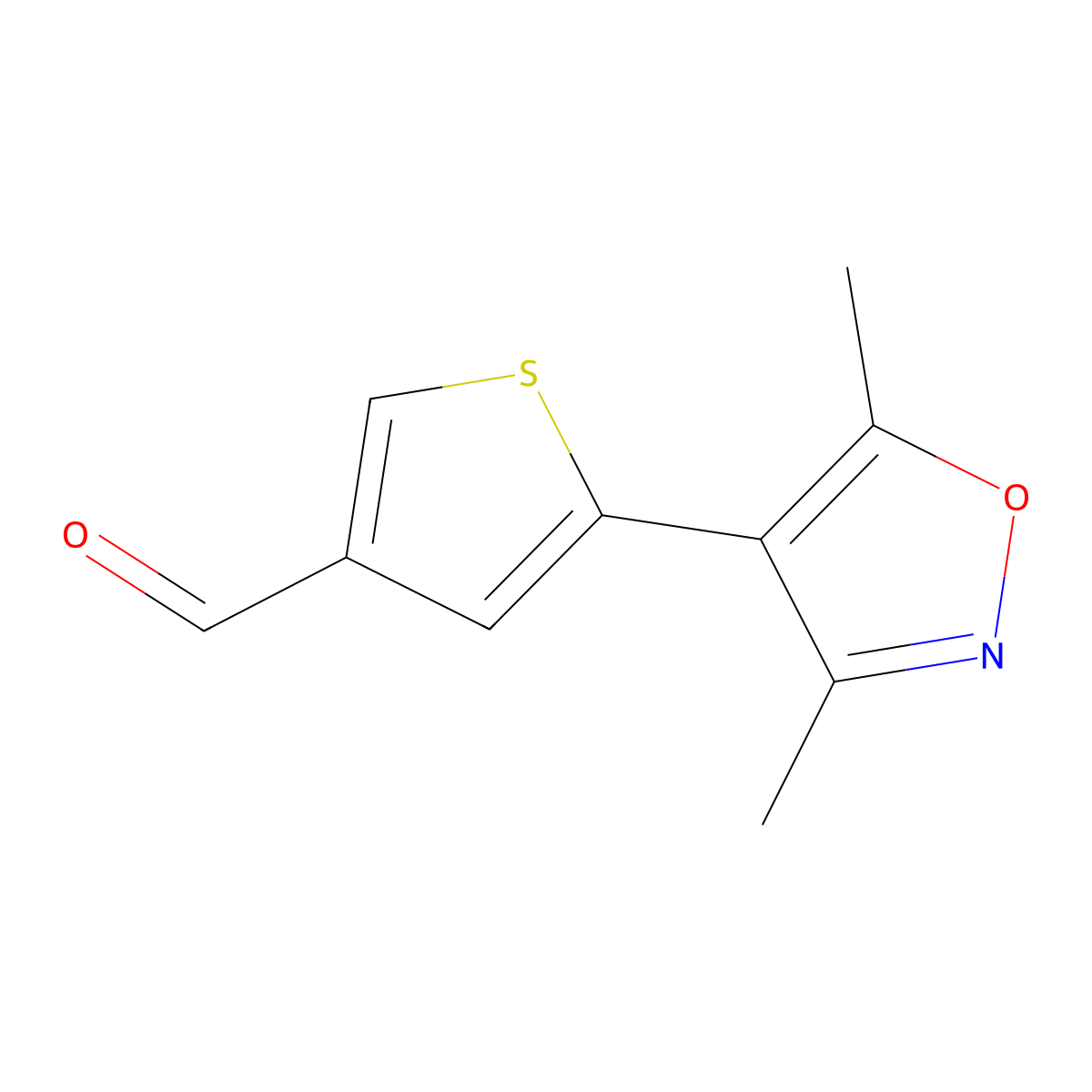 5-(Dimethyl-1,2-oxazol-4-yl)thiophene-3-carbaldehyde molecular structure, CAS 2138239-64-0
