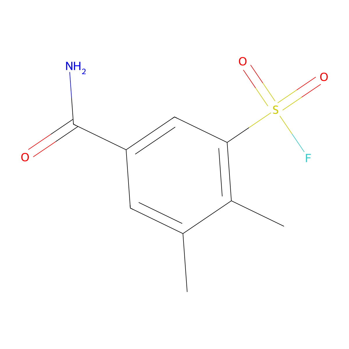 5-Carbamoyl-2,3-dimethylbenzene-1-sulfonyl fluoride molecular structure, CAS 2138240-23-8