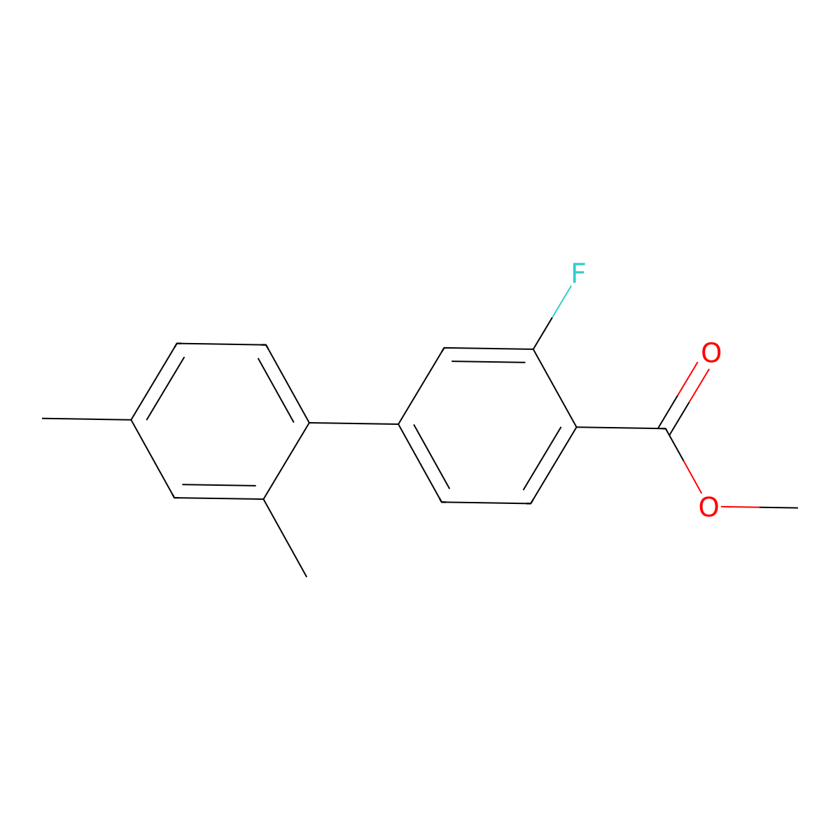 Methyl 4-(2,4-dimethylphenyl)-2-fluorobenzoate molecular structure, CAS 2138240-63-6