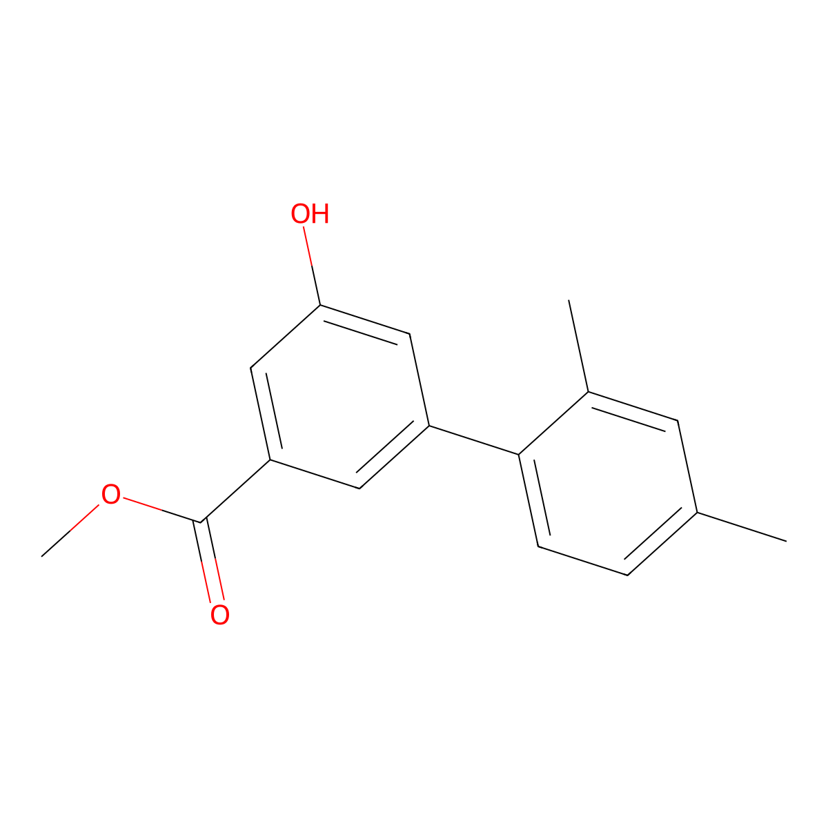 Methyl 3-(2,4-dimethylphenyl)-5-hydroxybenzoate molecular structure, CAS 2138240-66-9