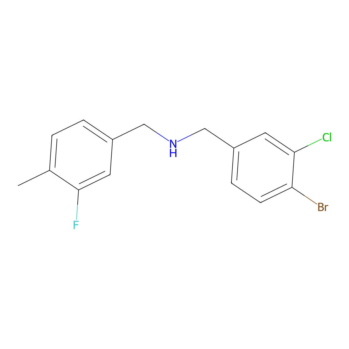 [(4-Bromo-3-chlorophenyl)methyl][(3-fluoro-4-methylphenyl)methyl]amine molecular structure, CAS 2138240-72-7