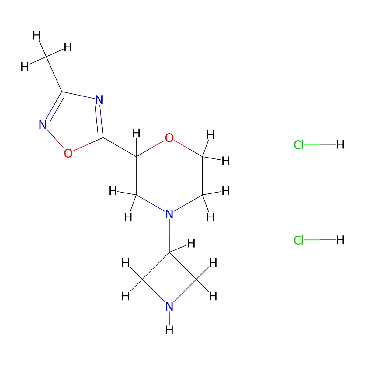 4-(Azetidin-3-yl)-2-(3-methyl-1,2,4-oxadiazol-5-yl)morpholine dihydrochloride molecular structure, CAS 2138240-91-0