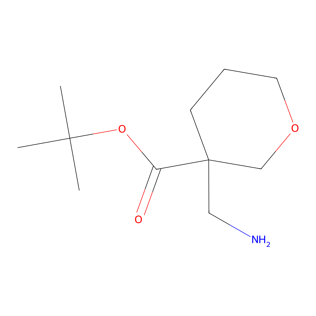Tert-butyl 3-(aminomethyl)oxane-3-carboxylate molecular structure, CAS 2138241-33-3