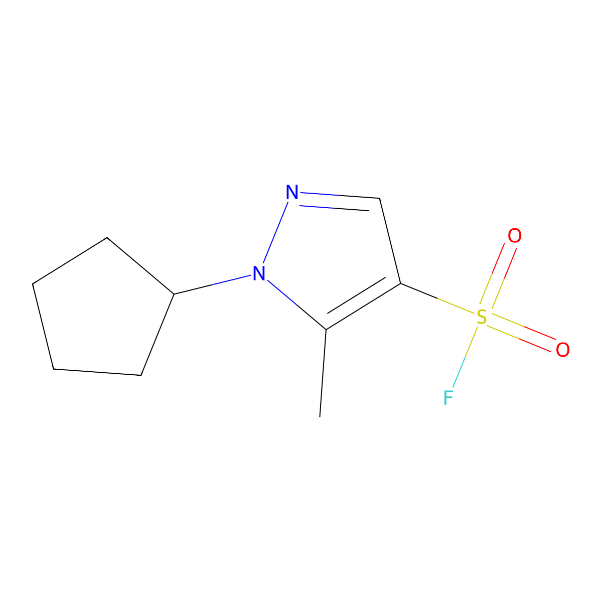 1-cyclopentyl-5-methyl-1H-pyrazole-4-sulfonyl fluoride molecular structure, CAS 2138241-89-9