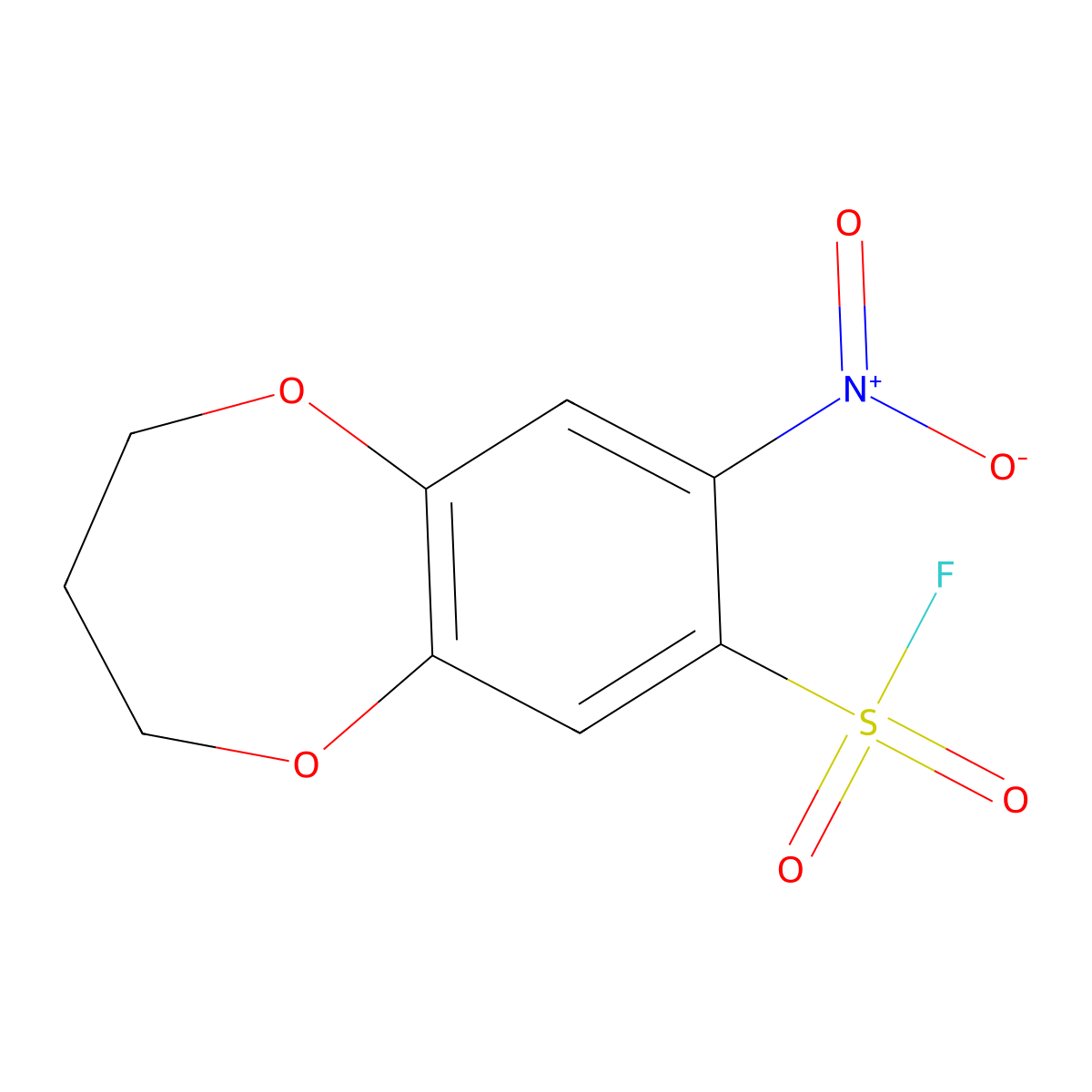 8-nitro-3,4-dihydro-2H-1,5-benzodioxepine-7-sulfonyl fluoride molecular structure, CAS 2138241-92-4