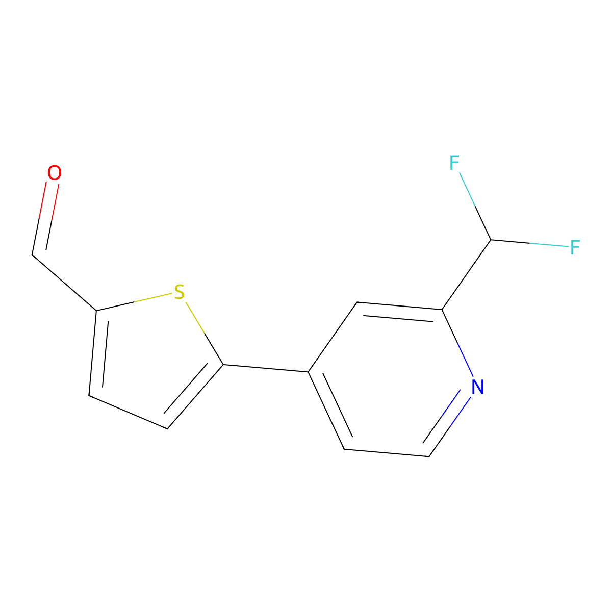 5-[2-(Difluoromethyl)pyridin-4-yl]thiophene-2-carbaldehyde molecular structure, CAS 2138244-11-6
