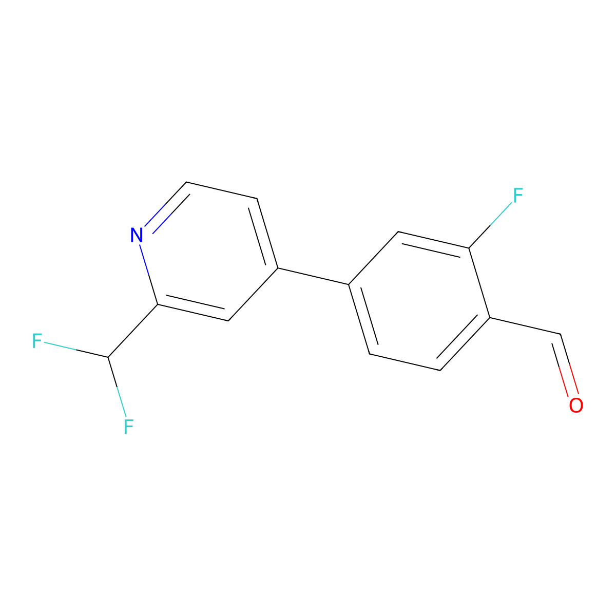4-[2-(Difluoromethyl)pyridin-4-yl]-2-fluorobenzaldehyde molecular structure, CAS 2138244-28-5