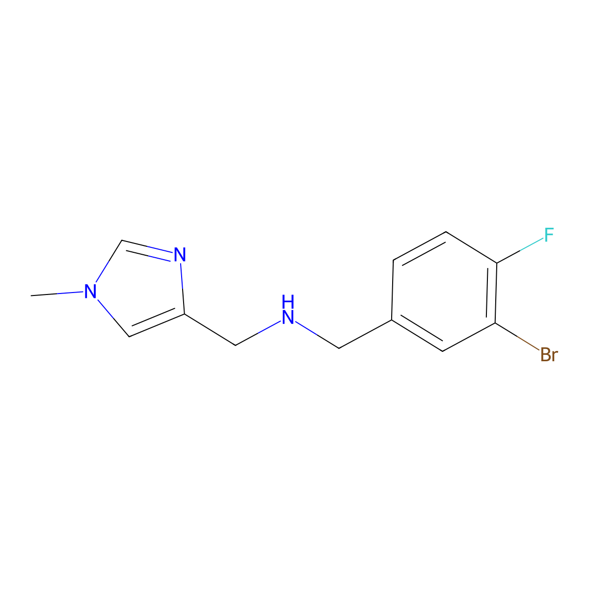 [(3-bromo-4-fluorophenyl)methyl][(1-methyl-1H-imidazol-4-yl)methyl]amine molecular structure, CAS 2138244-87-6