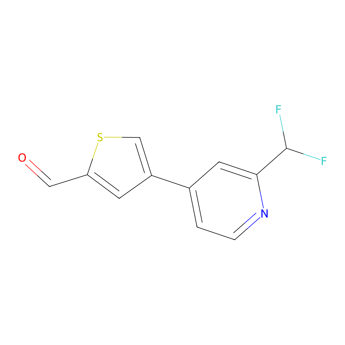 4-[2-(Difluoromethyl)pyridin-4-yl]thiophene-2-carbaldehyde molecular structure, CAS 2138244-99-0