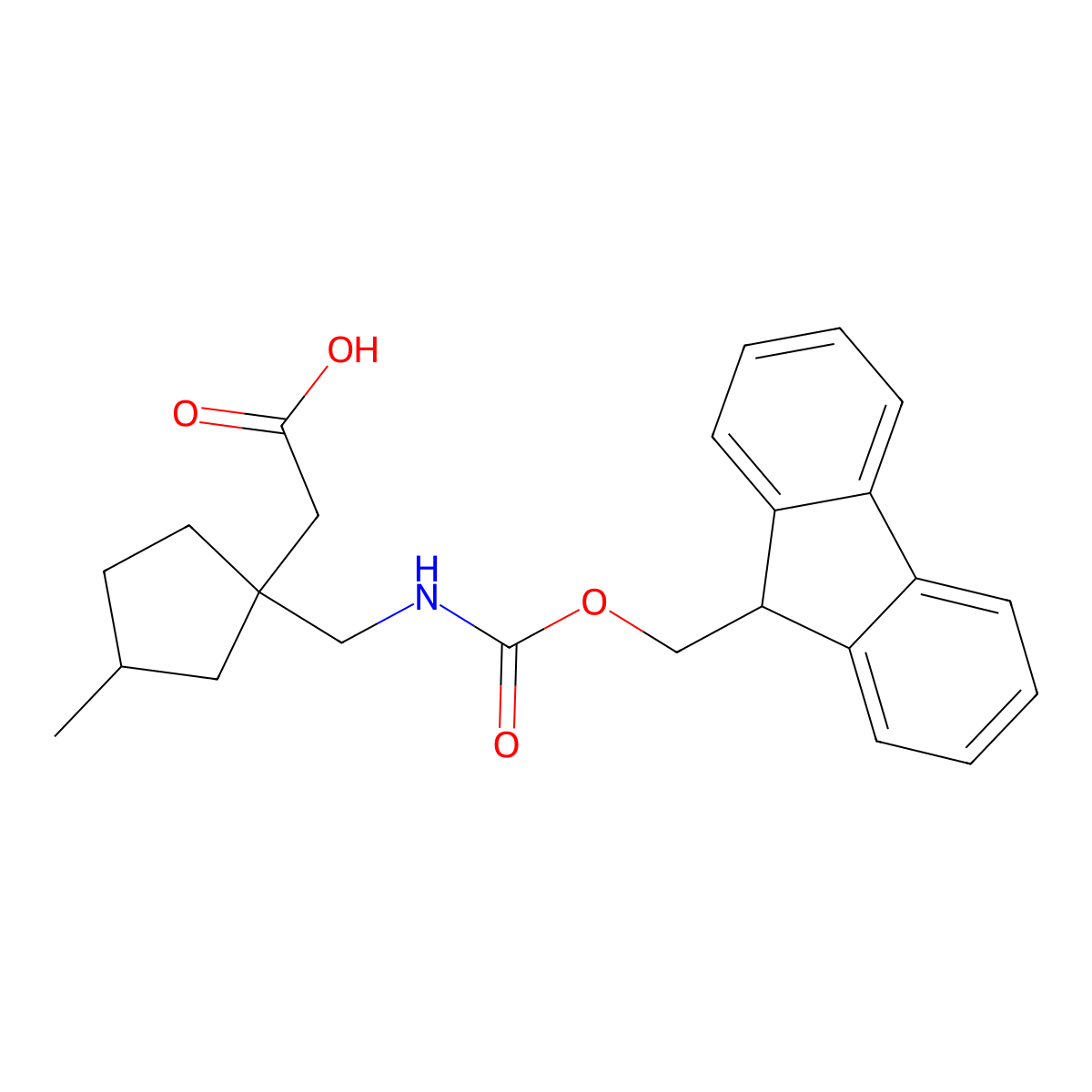 2-{1-[({[(9H-fluoren-9-yl)methoxy]carbonyl}amino)methyl]-3-methylcyclopentyl}acetic acid molecular structure, CAS 2138246-50-9