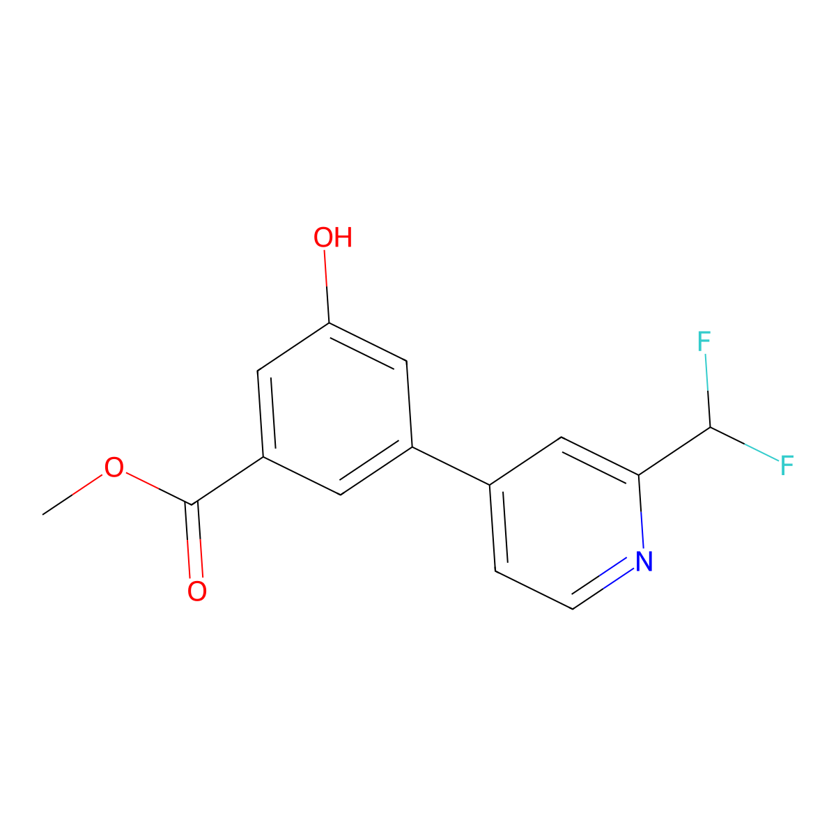Methyl 3-[2-(difluoromethyl)pyridin-4-yl]-5-hydroxybenzoate molecular structure, CAS 2138246-90-7