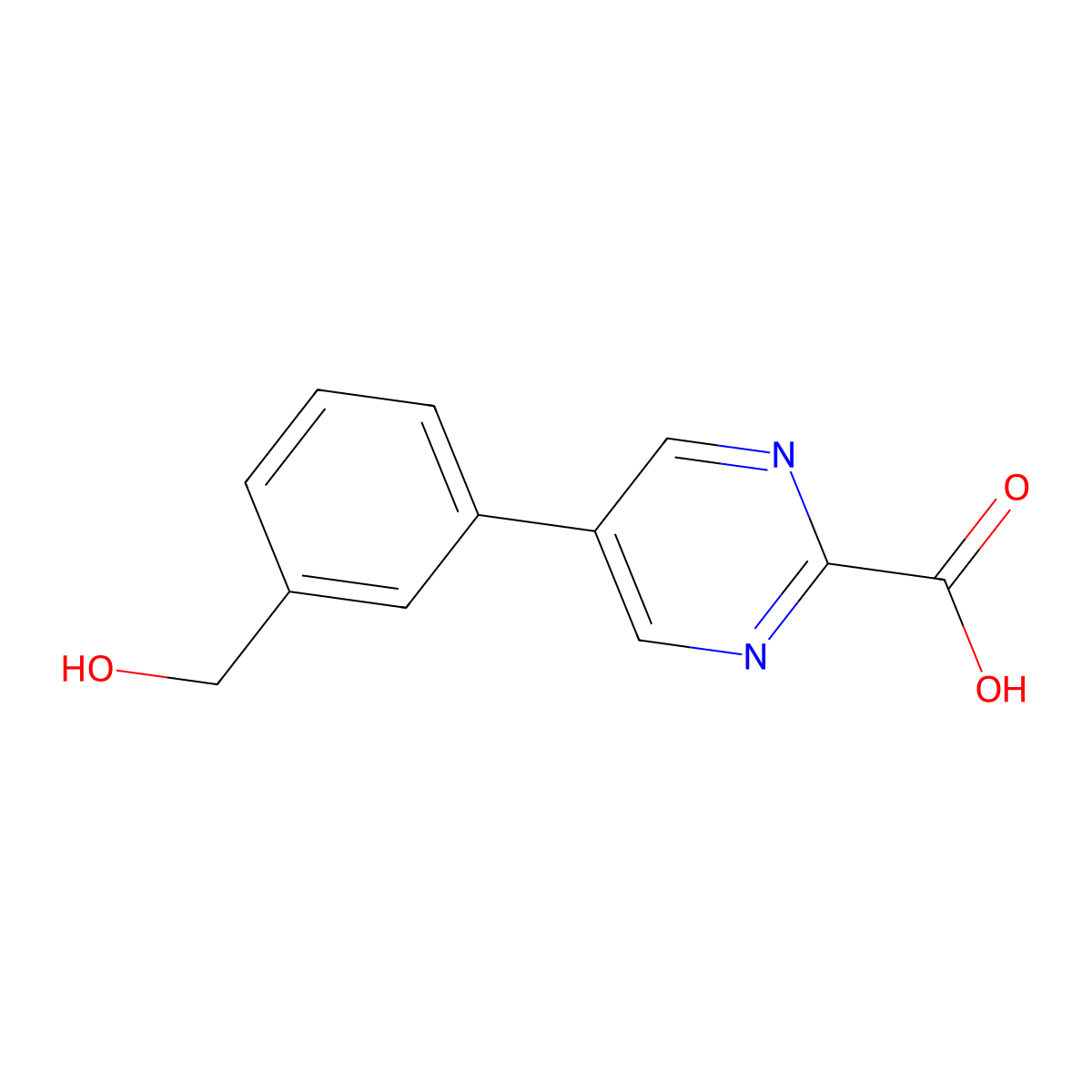 5-[3-(Hydroxymethyl)phenyl]pyrimidine-2-carboxylic acid molecular structure, CAS 2138247-86-4