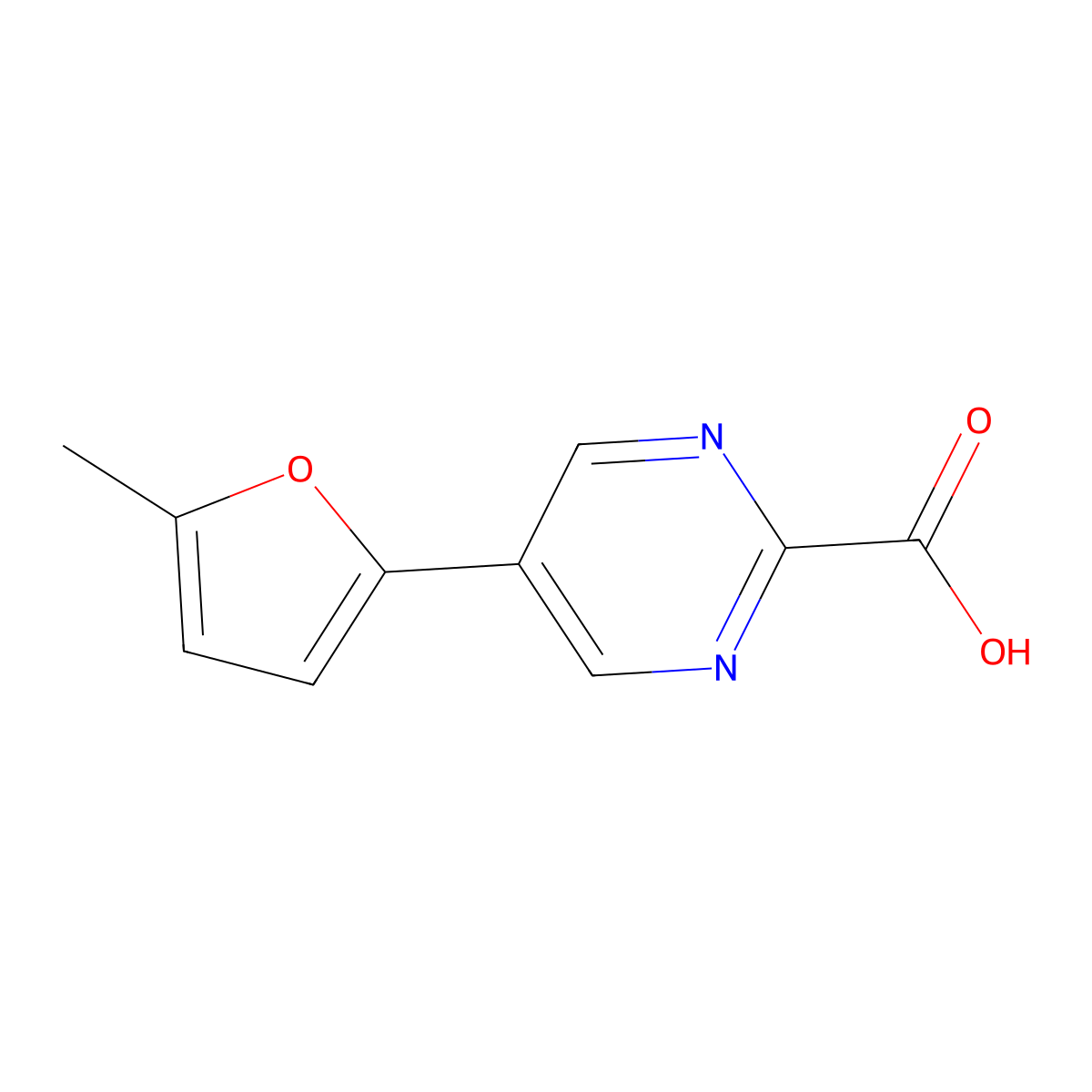 5-(5-Methylfuran-2-yl)pyrimidine-2-carboxylic acid molecular structure, CAS 2138247-97-7