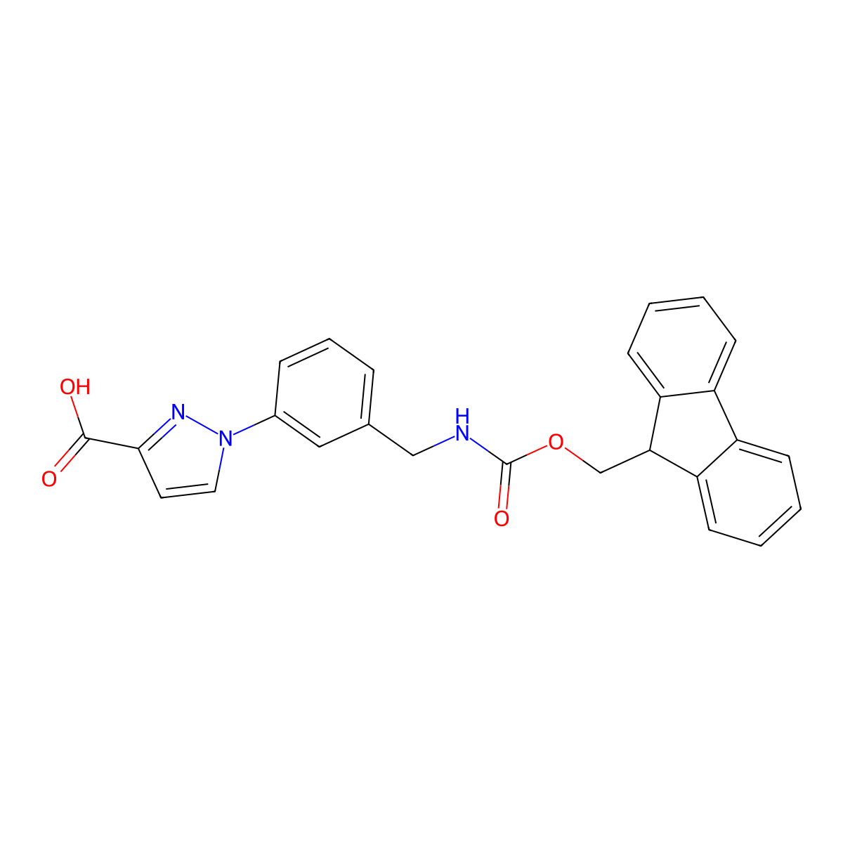 1-{3-[({[(9H-fluoren-9-yl)methoxy]carbonyl}amino)methyl]phenyl}-1H-pyrazole-3-carboxylic acid molecular structure, CAS 2138248-12-9