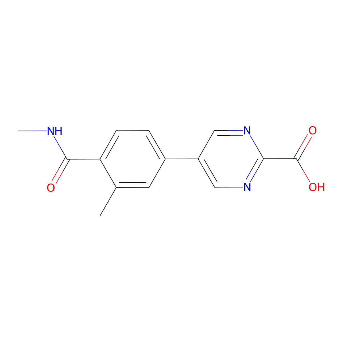 5-[3-Methyl-4-(methylcarbamoyl)phenyl]pyrimidine-2-carboxylic acid molecular structure, CAS 2138248-14-1
