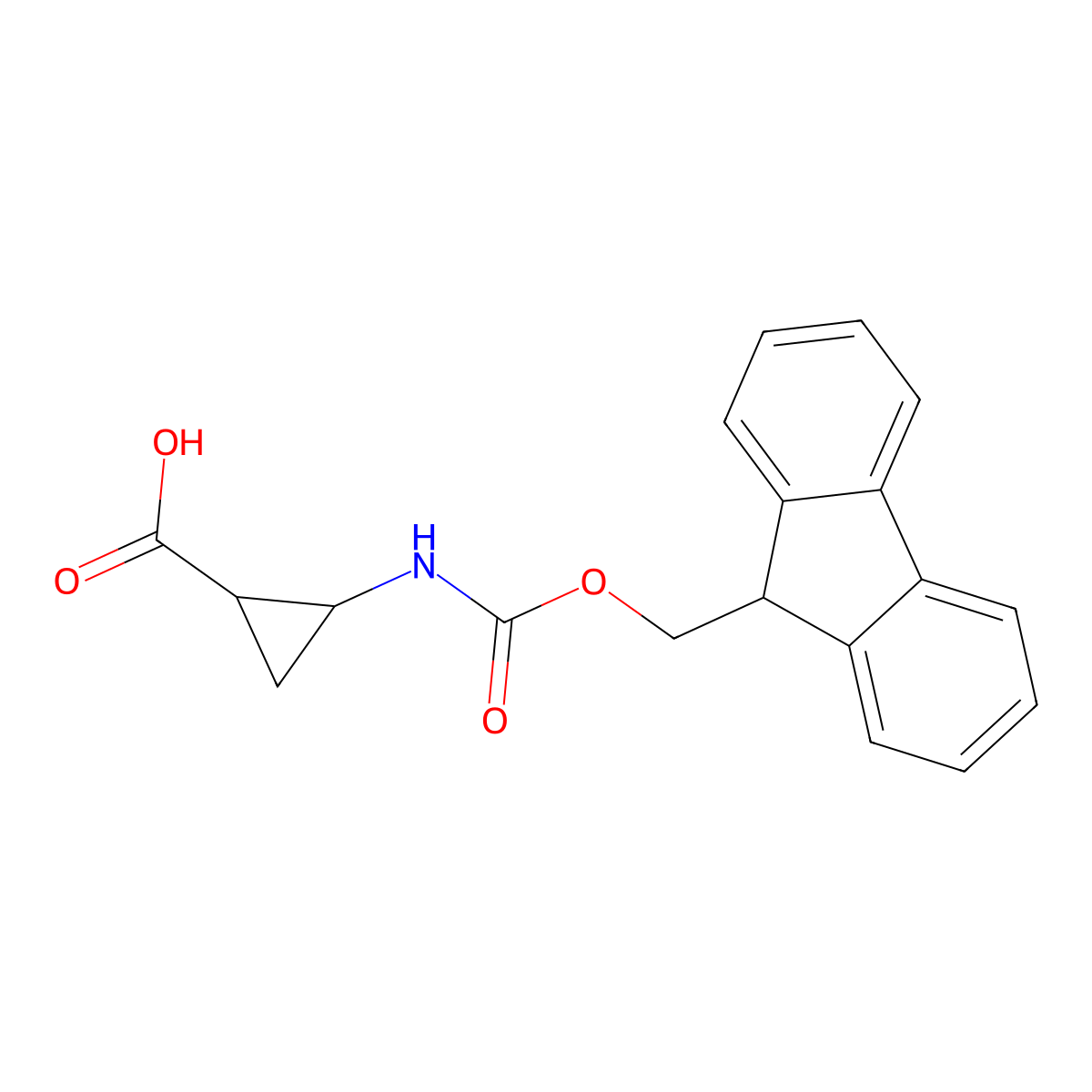 2-({[(9H-fluoren-9-yl)methoxy]carbonyl}amino)cyclopropane-1-carboxylic acid molecular structure, CAS 2138248-18-5