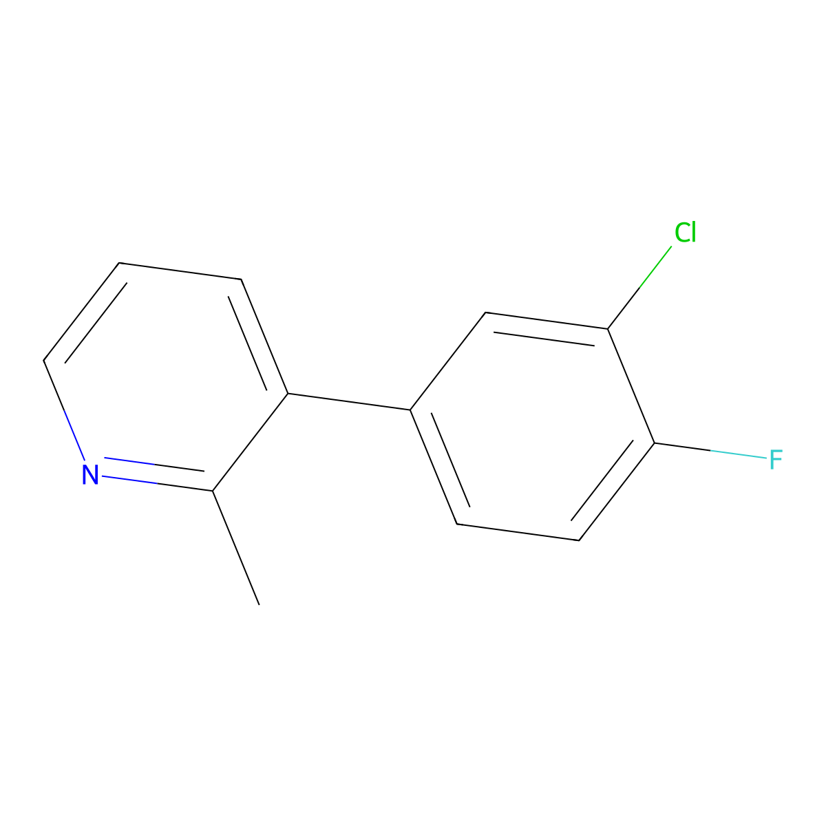 3-(3-Chloro-4-fluorophenyl)-2-methylpyridine molecular structure, CAS 2138249-48-4