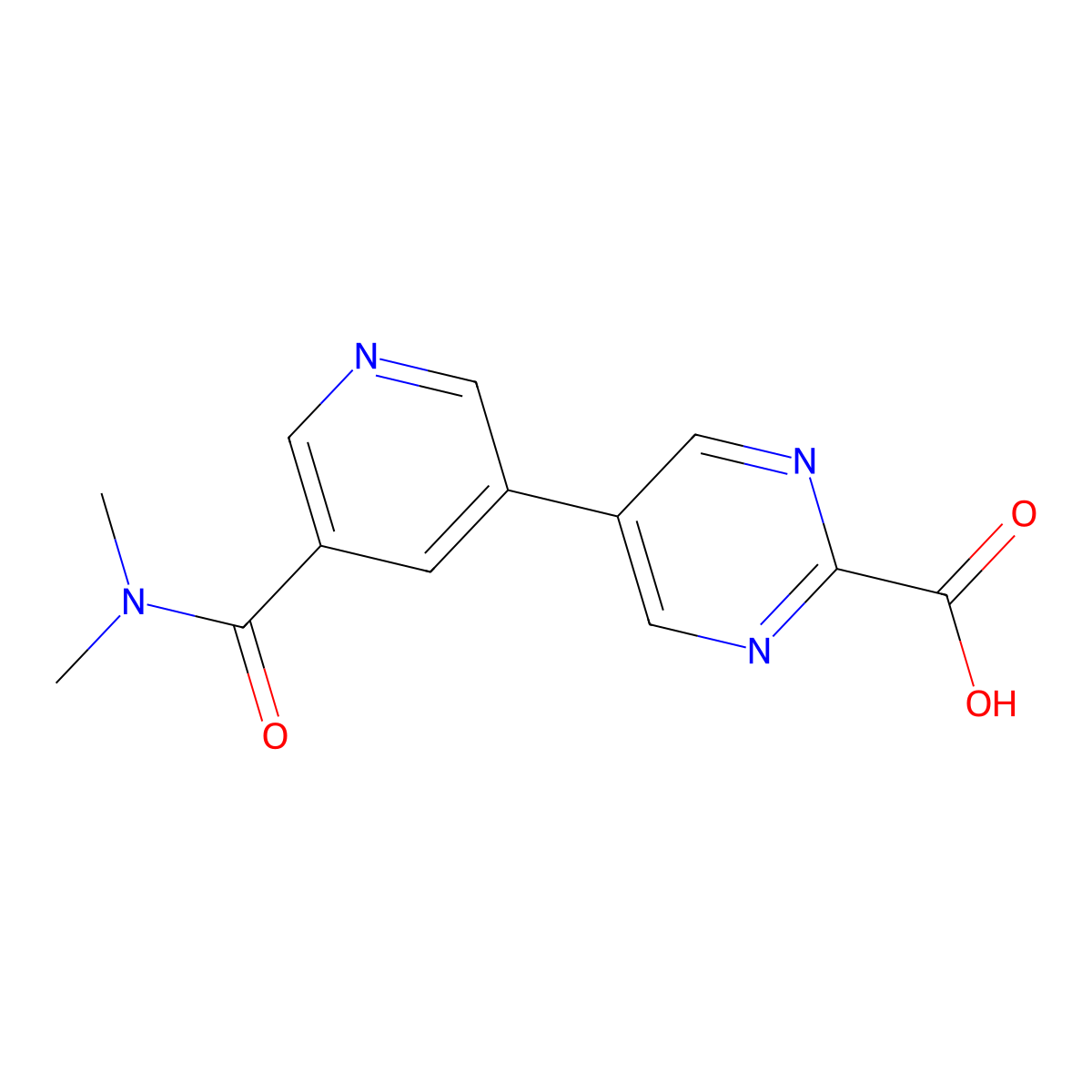 5-[5-(Dimethylcarbamoyl)pyridin-3-yl]pyrimidine-2-carboxylic acid molecular structure, CAS 2138250-44-7