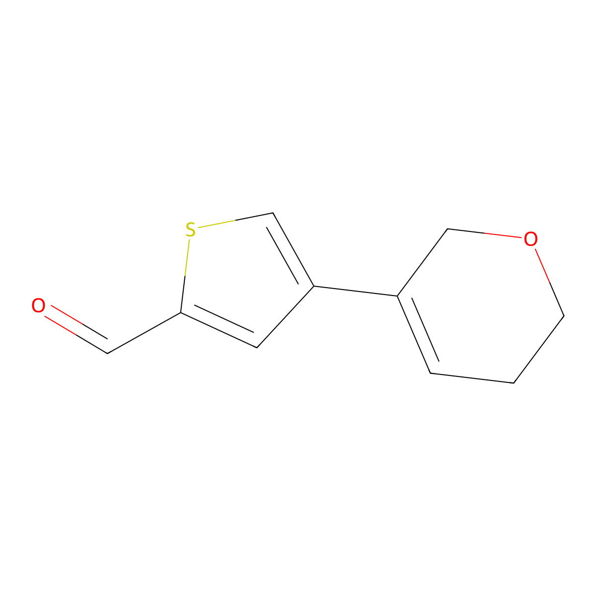 4-(5,6-dihydro-2H-pyran-3-yl)thiophene-2-carbaldehyde molecular structure, CAS 2138252-81-8