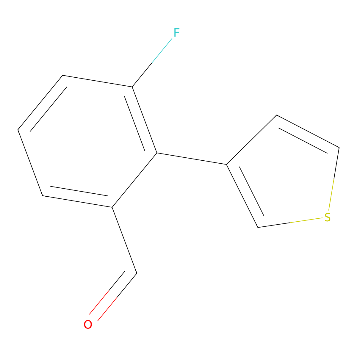 3-Fluoro-2-(thiophen-3-yl)benzaldehyde molecular structure, CAS 2138254-59-6