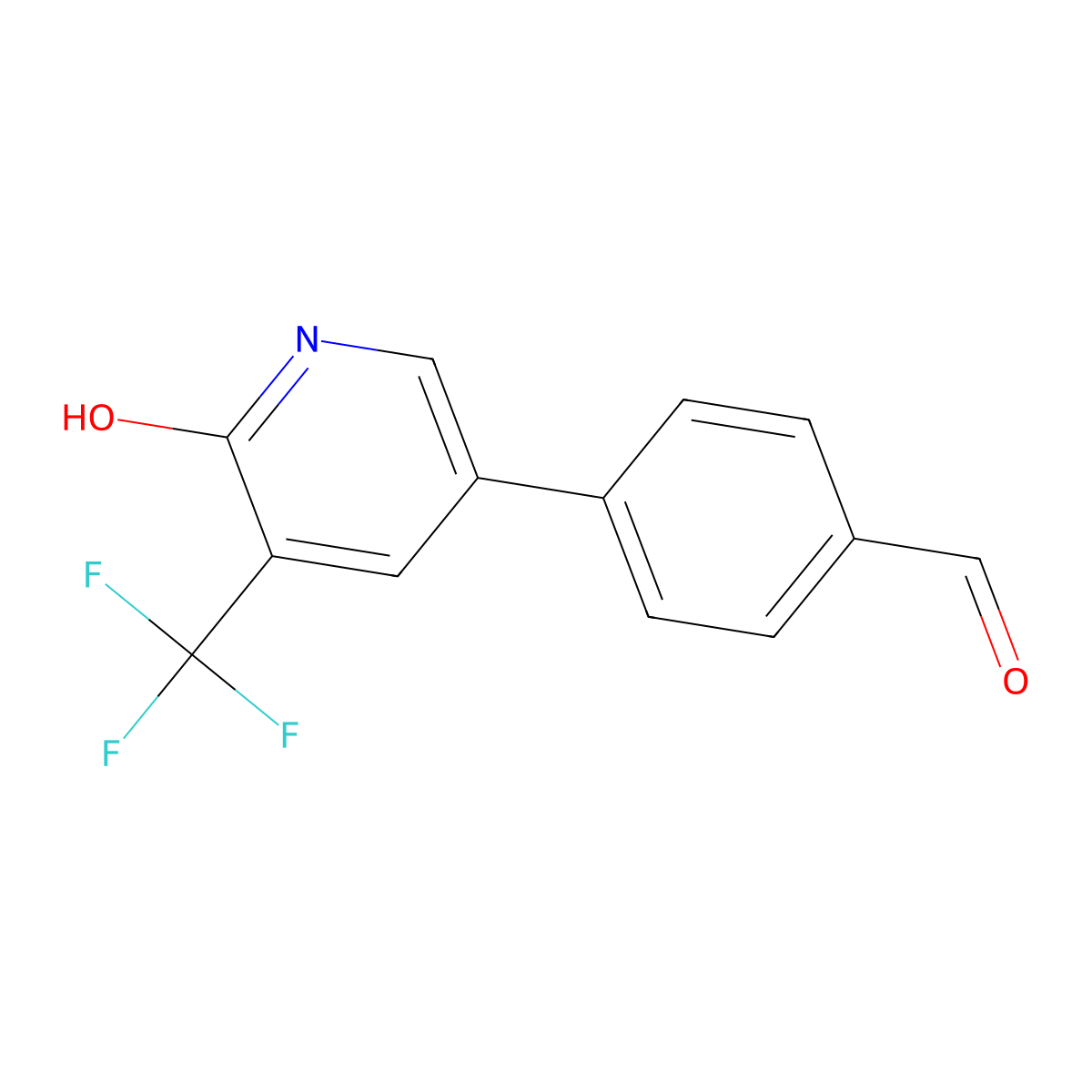 4-[6-Hydroxy-5-(trifluoromethyl)pyridin-3-yl]benzaldehyde molecular structure, CAS 2138255-41-9
