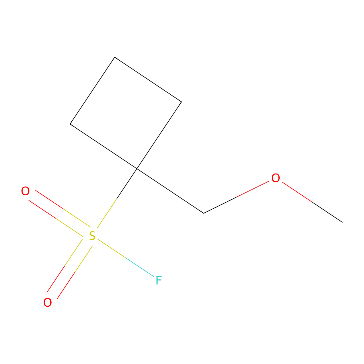 1-(Methoxymethyl)cyclobutane-1-sulfonyl fluoride molecular structure, CAS 2138256-37-6