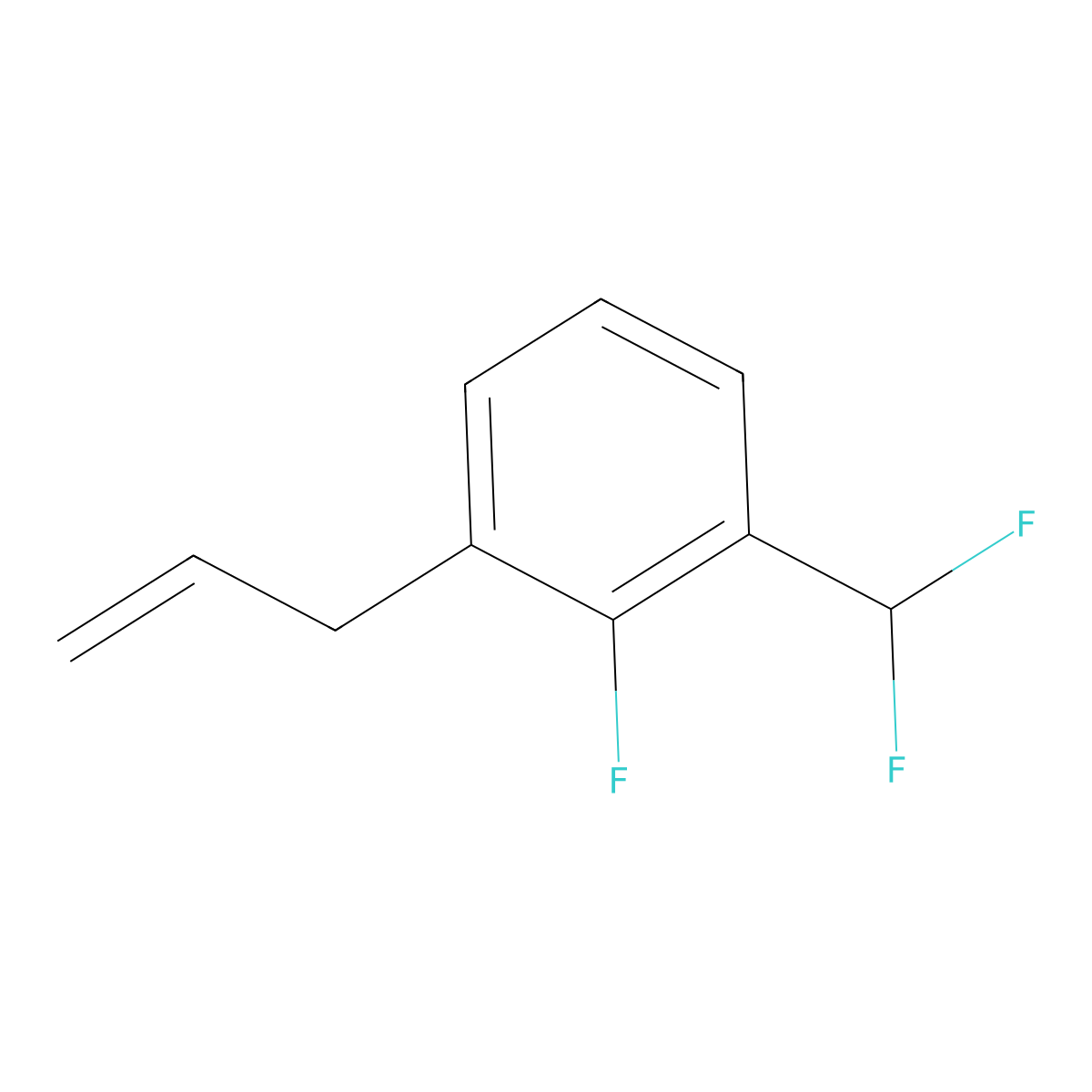 1-(Difluoromethyl)-2-fluoro-3-(prop-2-en-1-yl)benzene molecular structure, CAS 2138256-87-6