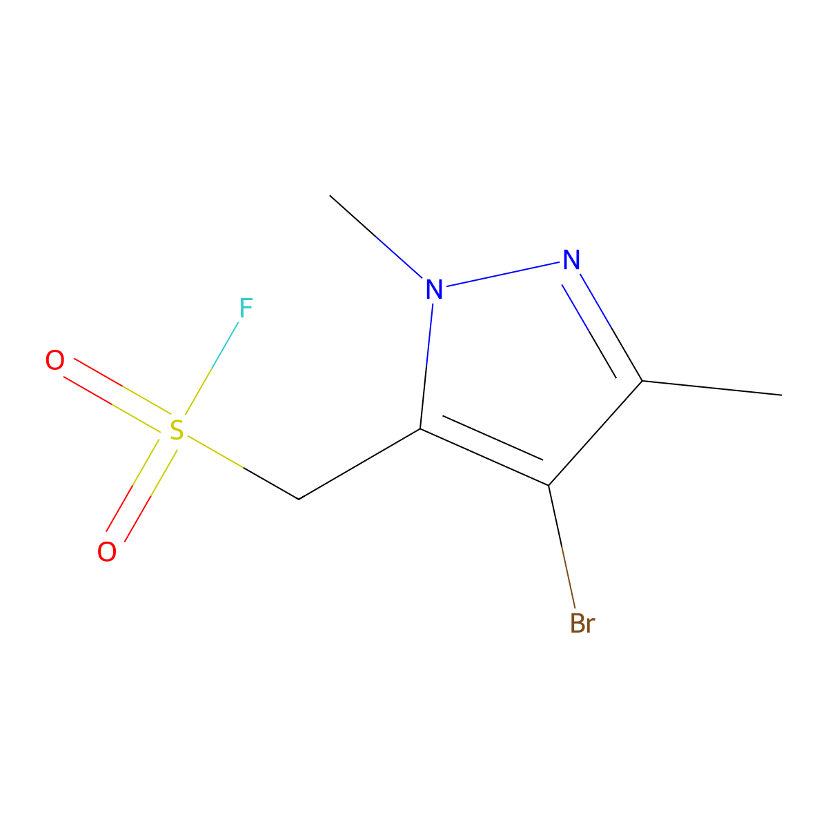 (4-bromo-1,3-dimethyl-1H-pyrazol-5-yl)methanesulfonyl fluoride molecular structure, CAS 2138257-27-7