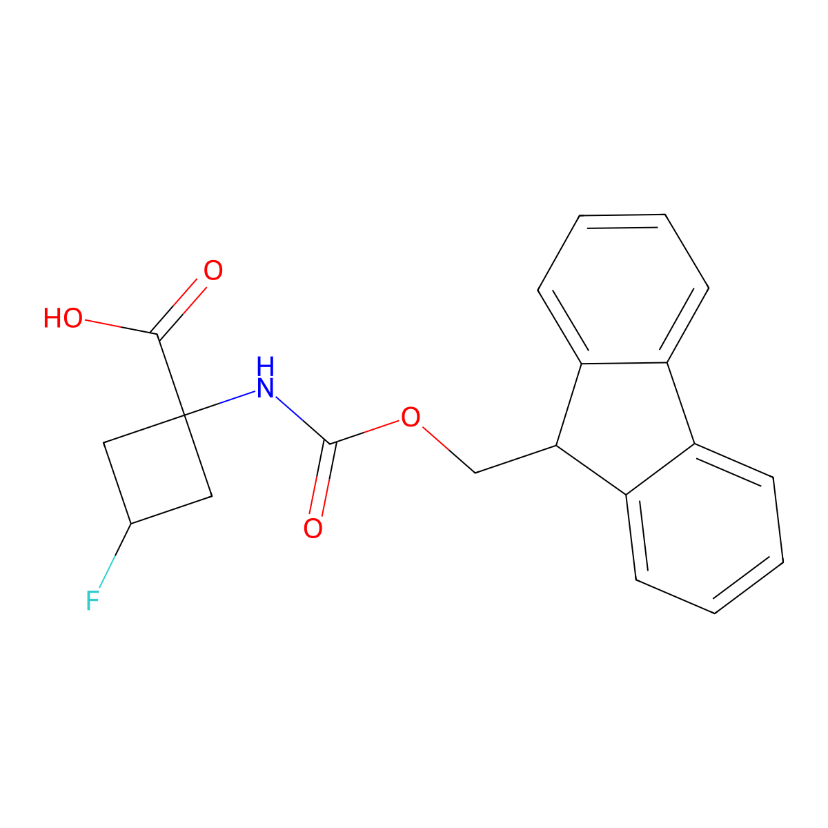 1-({[(9H-fluoren-9-yl)methoxy]carbonyl}amino)-3-fluorocyclobutane-1-carboxylic acid molecular structure, CAS 2138257-73-3
